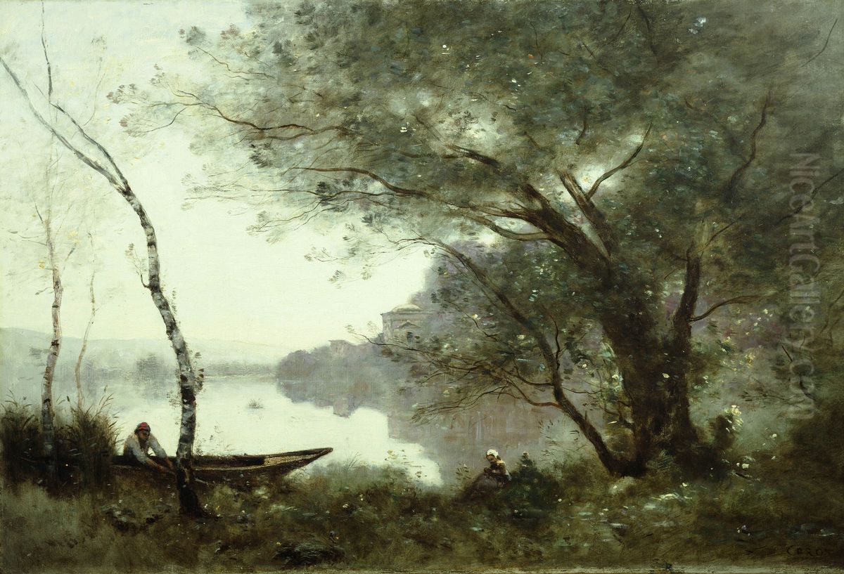 The Boatman of Mortefontaine Oil Painting by Jean-Baptiste Camille Corot