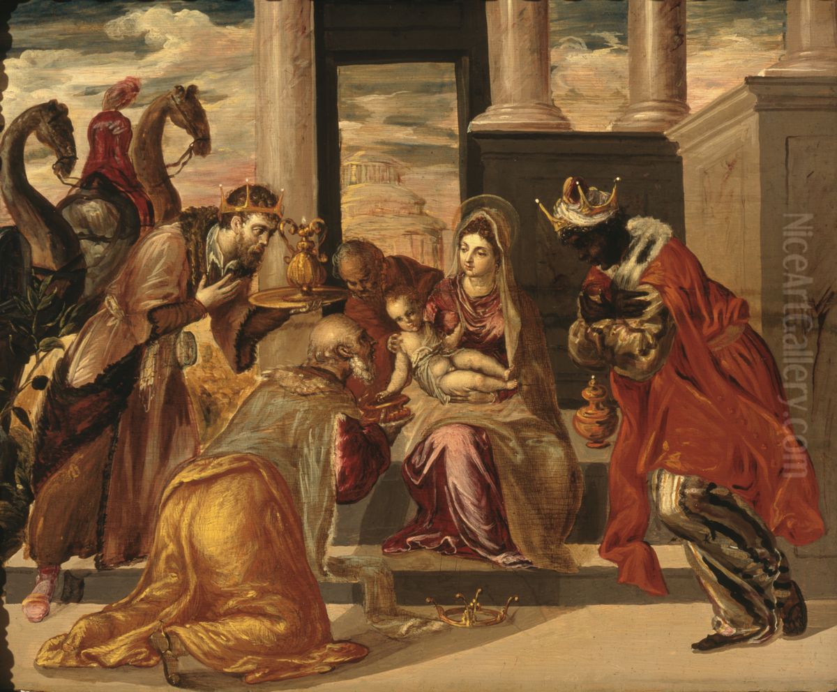 Adoration of the Magi Oil Painting by El Greco