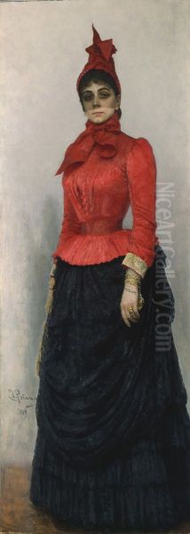 Portrait of Baroness V.I. Ikskul von Hildenbandt Oil Painting by Ilya Repin