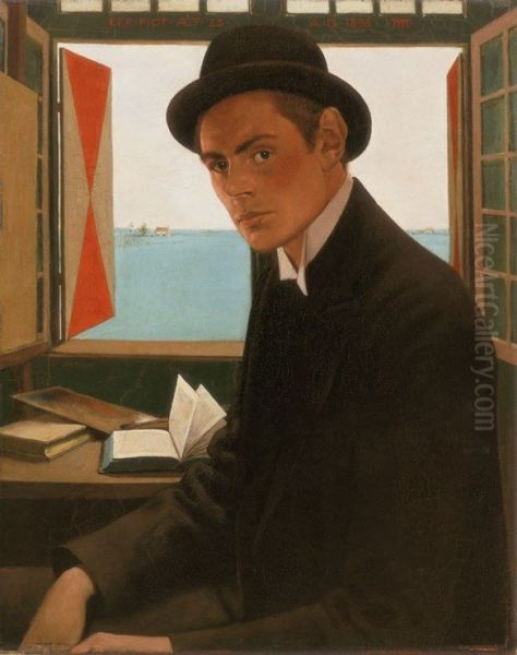 Zelfportret Oil Painting by Theo Molkenboer