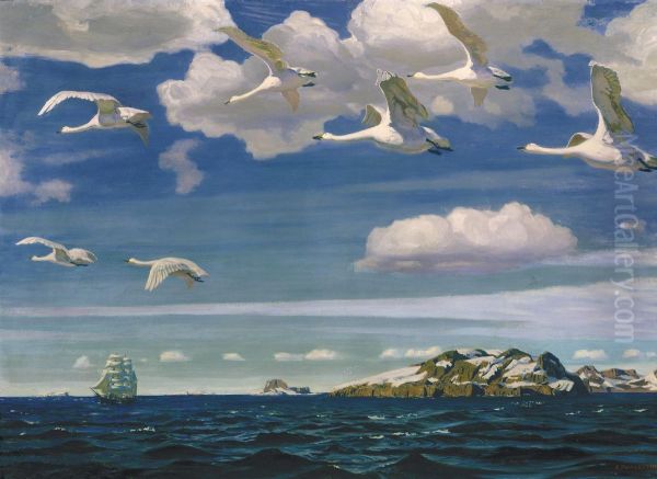 In the Blue Expanse Oil Painting by Arkady Rylov