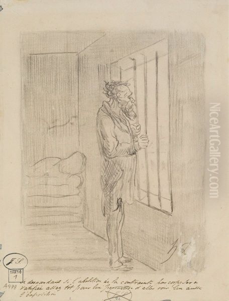 Man under lock and key Oil Painting by Honore Daumier