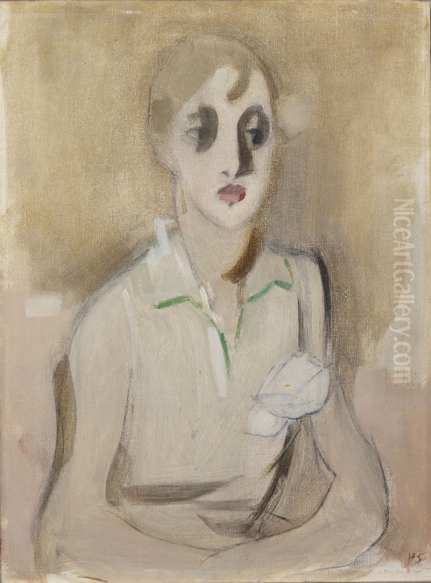 Modern skolflicka Oil Painting by Helene Schjerfbeck