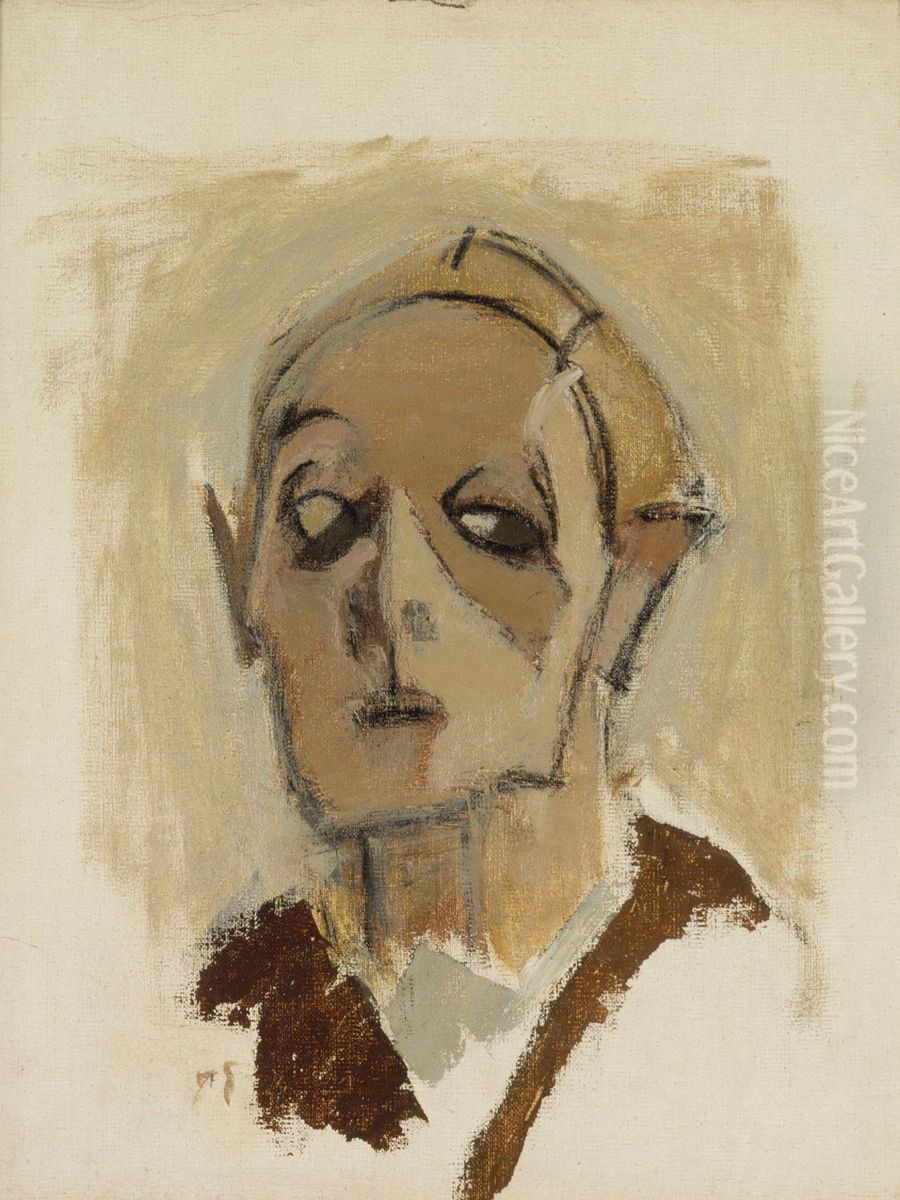 Self-Portrait en face I Oil Painting by Helene Schjerfbeck