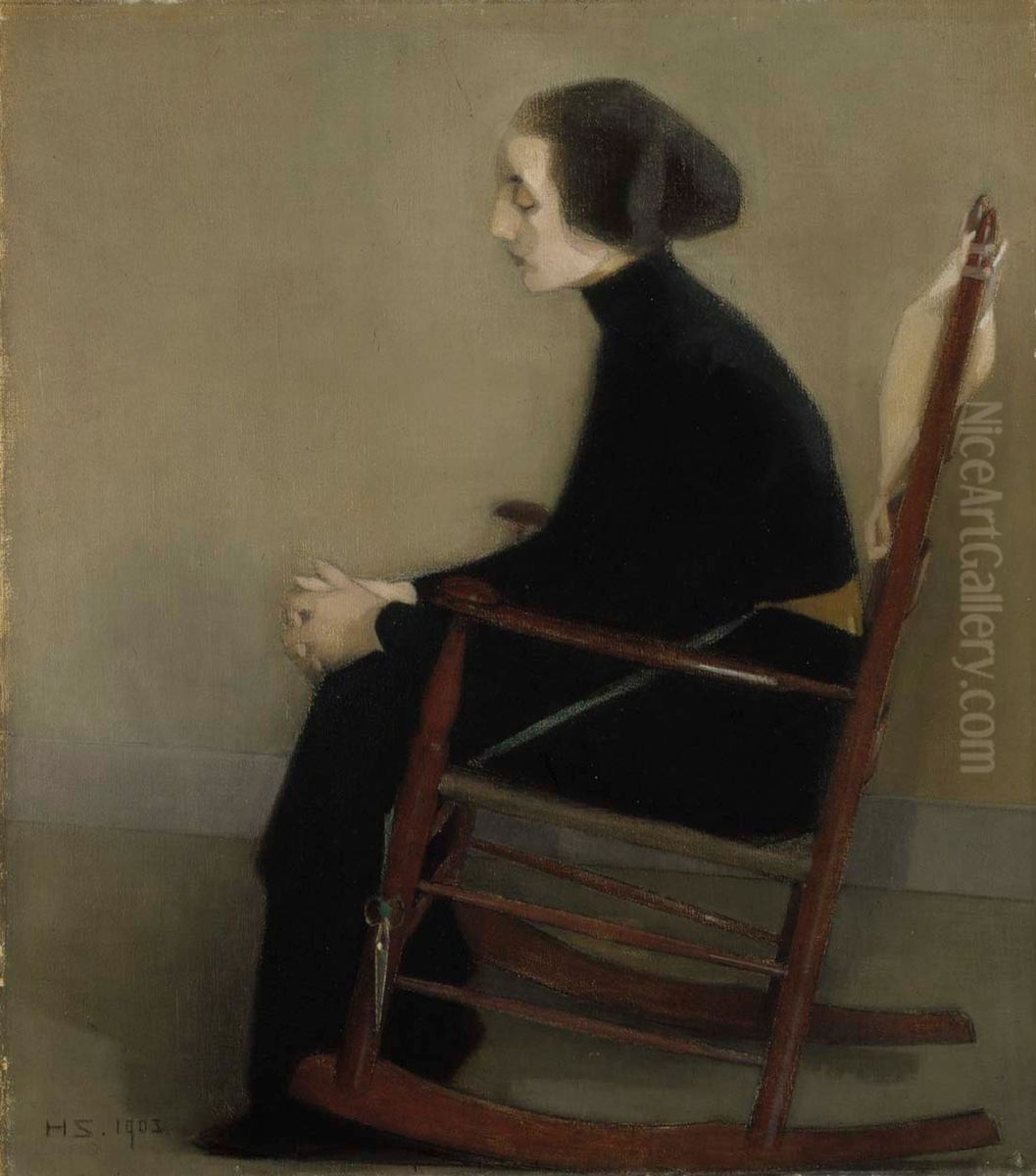 The Seamstress (The Working Woman) Oil Painting by Helene Schjerfbeck