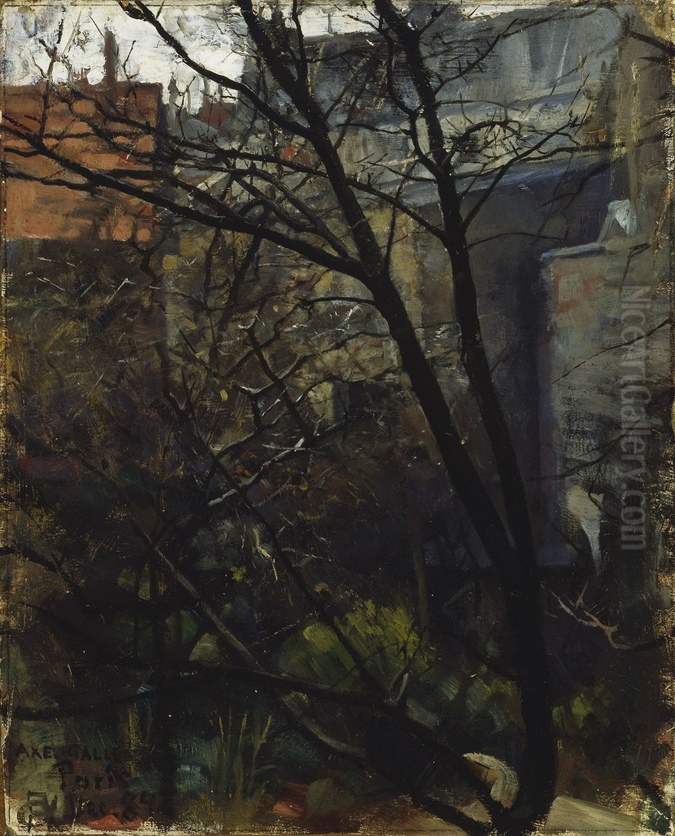 Parisian backyard Oil Painting by Akseli Valdemar Gallen-Kallela
