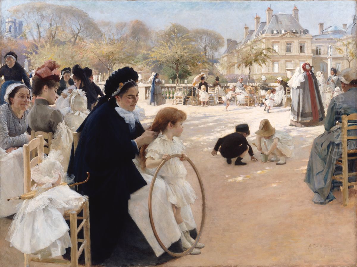 The Luxembourg Gardens, Paris Oil Painting by Albert Edelfelt The Luxembourg Gardens, Paris Oil Painting by Albert Edelfelt