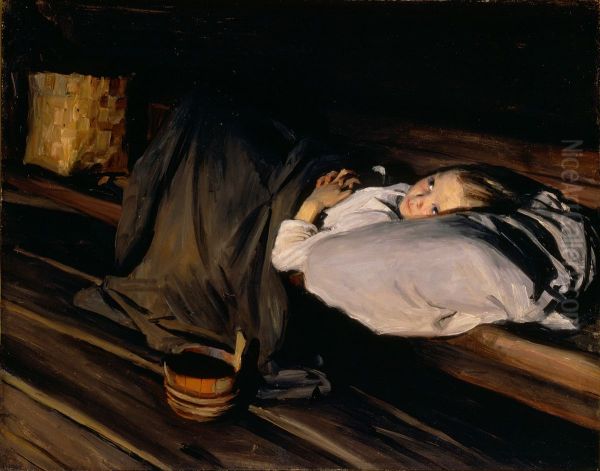 Orphan Oil Painting by Albert Gebhard