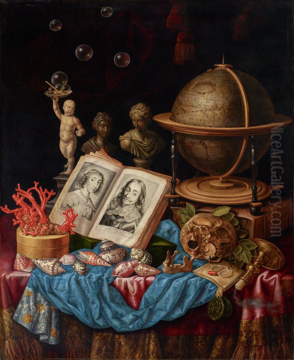 Allegory of Charles I of England and Henrietta of France in a Vanitas Still Life Oil Painting by Carstian Luyckx