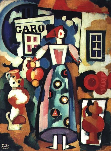 Cancao Popular a Russa e o Figaro Oil Painting by Amadeo De Souza Cardoso