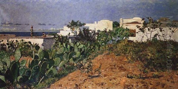 White Houses of Capri Oil Painting by Henrique Pousao