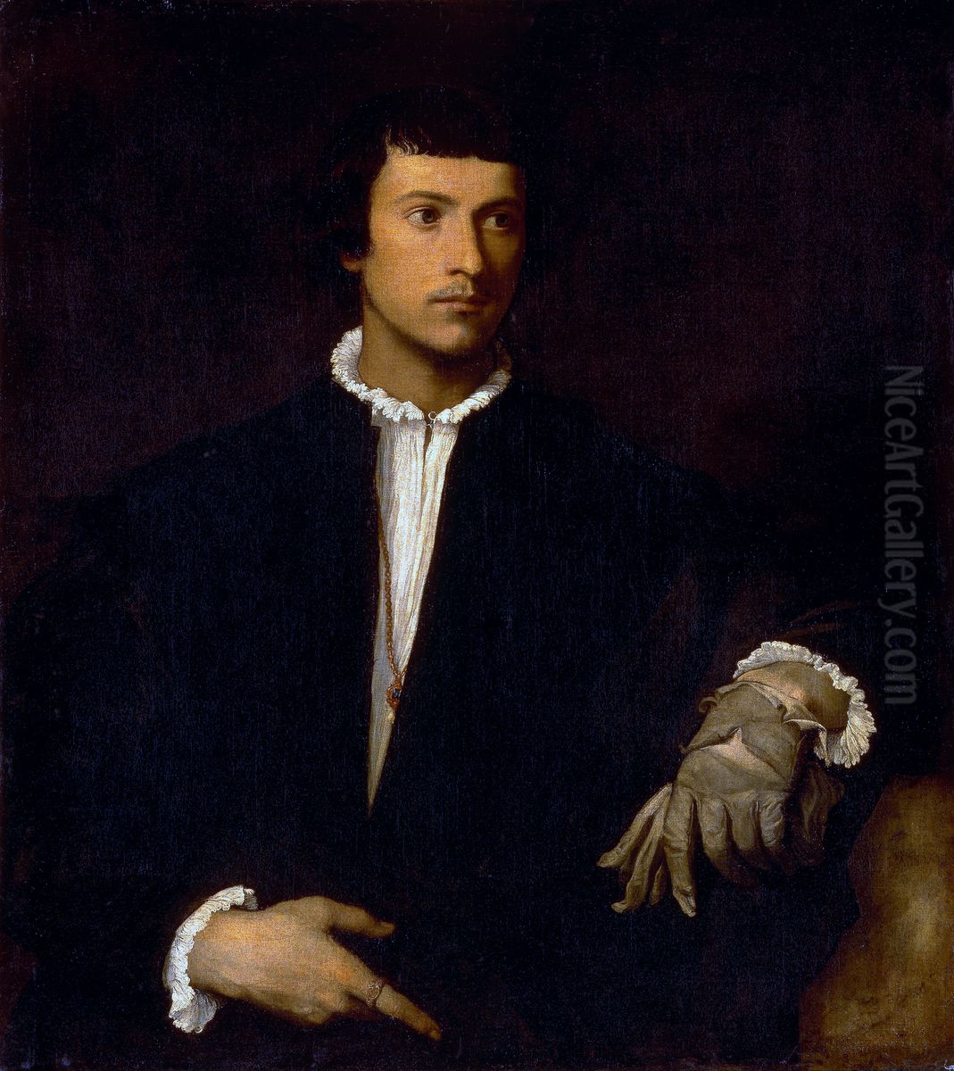 Portrait d'homme, dit L'Homme au gant Oil Painting by Titian Portrait d'homme, dit L'Homme au gant Oil Painting by Titian