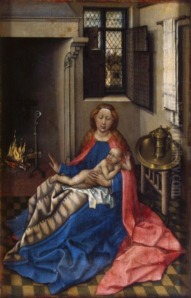 Maria mit dem Jesuskind am Kamin Oil Painting by Robert Campin