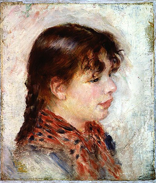 Head of a young neapolitan girl Oil Painting by Pierre Auguste Renoir