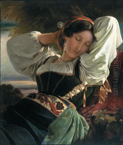 Girl from sabine mountains Oil Painting by Franz Xavier Winterhalter