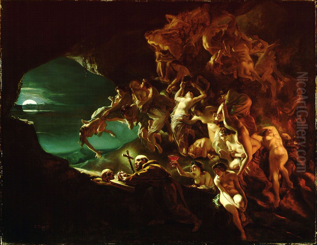 The temptation of Saint Hilarion Oil Painting by Octave Tassaert