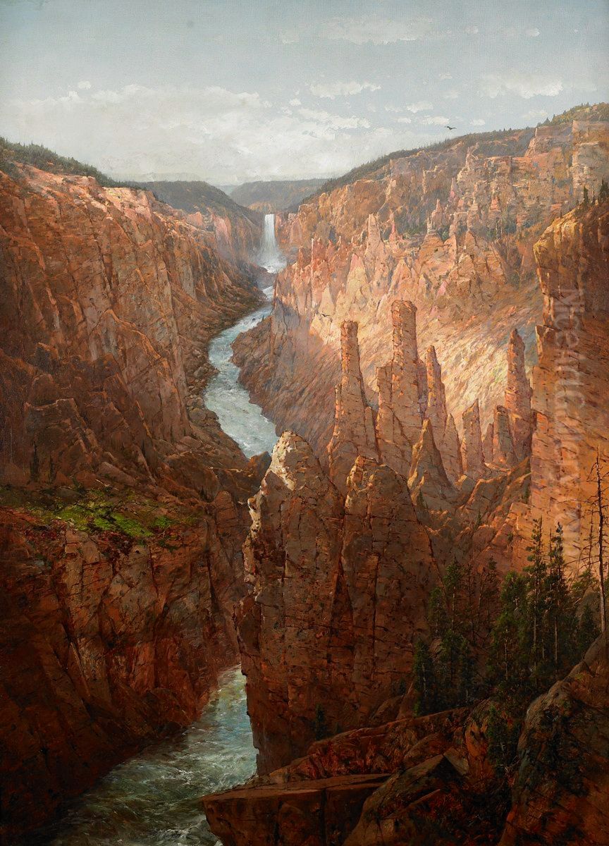 Grand Canyon, Yellowstone River, Wyoming Oil Painting by William Louis Sonntag, Sr.