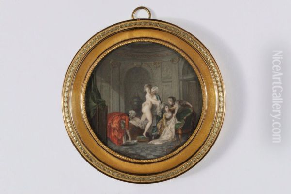 The Bath Oil Painting by Niclas Lafrensen