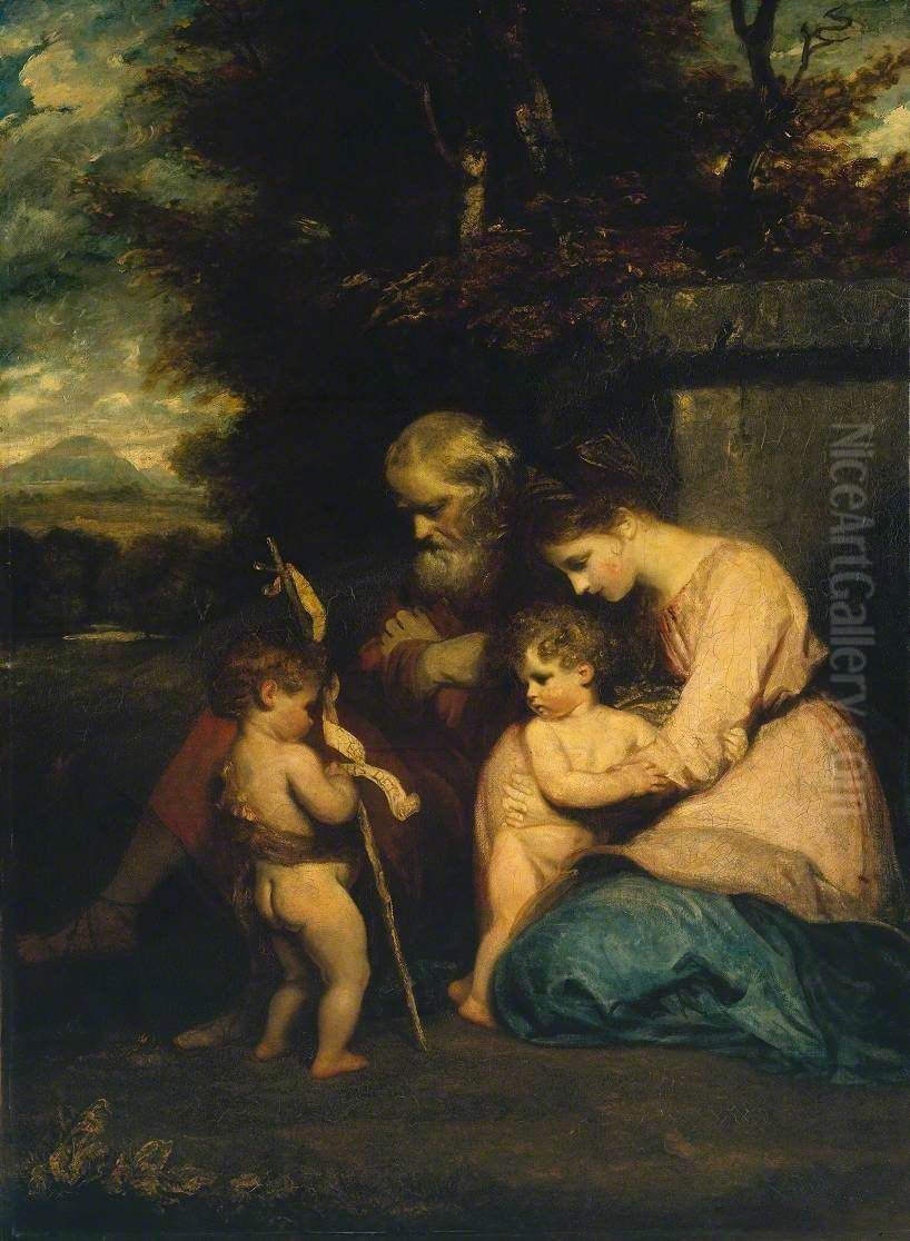 The Holy Family with the Infant St John Oil Painting by Of Sir Joshua Reynolds