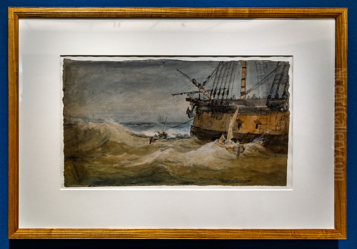 Small Boats beside a Man-o'-War Oil Painting by J. M. W. Turner