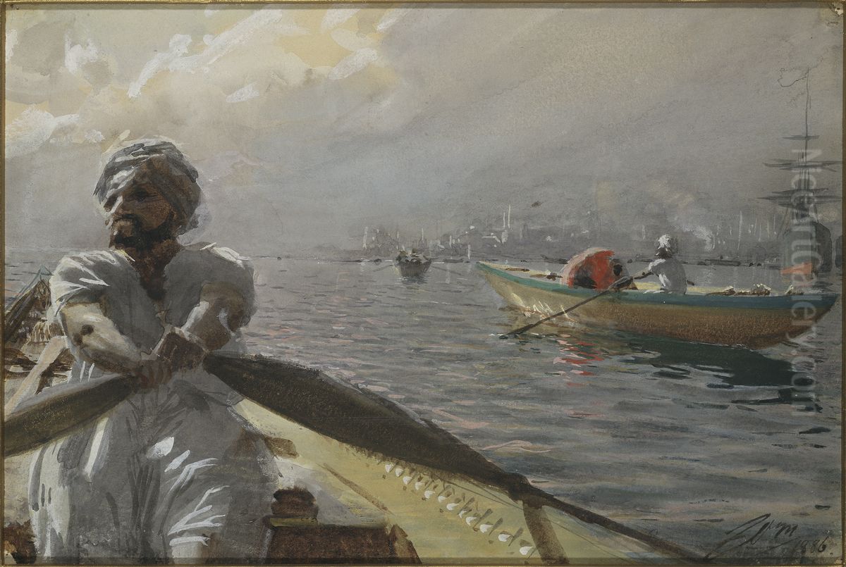 Turkisk roddare i Konstantinopels hamn Oil Painting by Anders Zorn