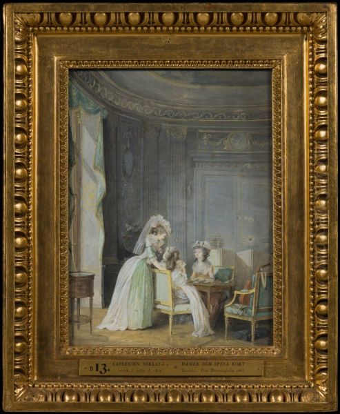 Ladies Playing Cards Oil Painting by Niclas Lafrensen