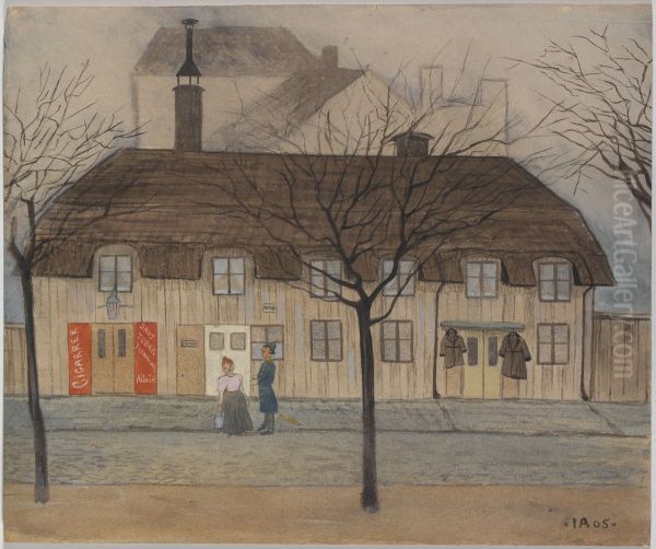 Piga och konstapel Oil Painting by Ivar Arosenius