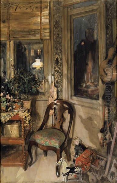 Toys in the Corner Oil Painting by Carl Larsson