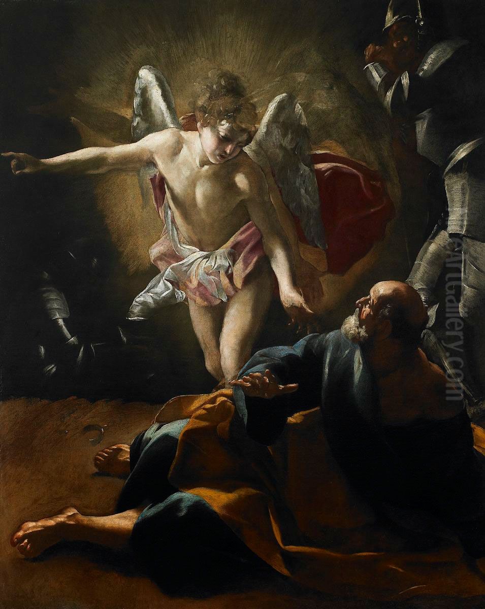 Liberation of Saint Peter Oil Painting by Giovanni Lanfranco