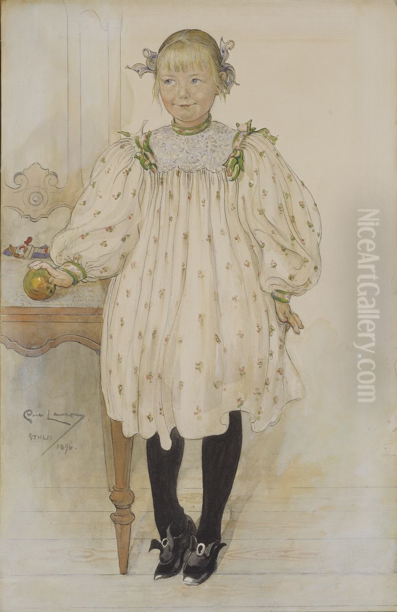 Martha Winslow as a Girl Oil Painting by Carl Larsson