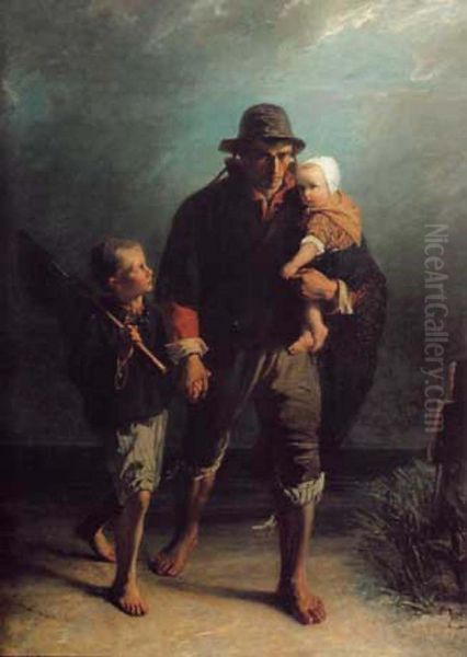 Langs het graf Oil Painting by Jozef Israels