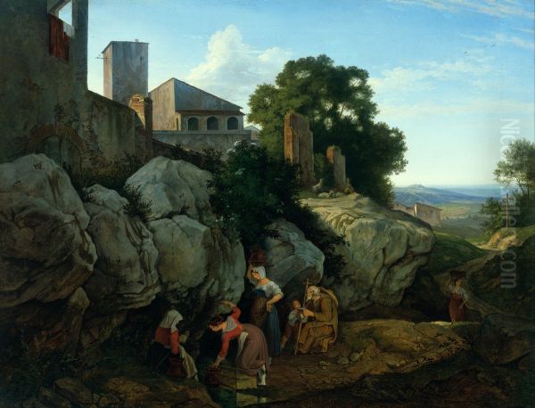 Ariccia (Morning) Oil Painting by Ludwig Richter