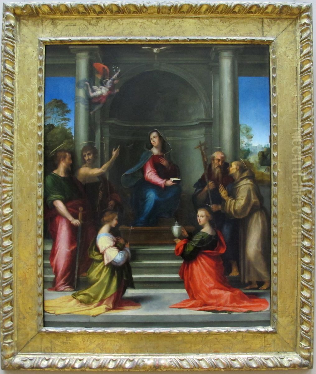 L'Incarnation du Christ. L'Annonciation avec les saintes Marguerite et Marie-Madeleine et les saints Paul, Jean Baptiste, Jerome et Francois Oil Painting by Fra Bartolomeo