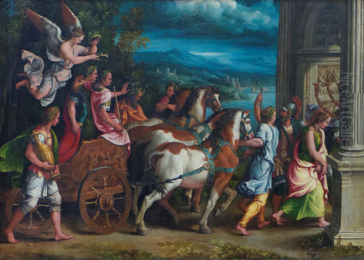 Le Triomphe de Titus et de Vespasien Oil Painting by Giulio Romano (Orbetto)