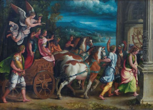 Triumph of Titus and Vespasian Oil Painting by Giulio Romano