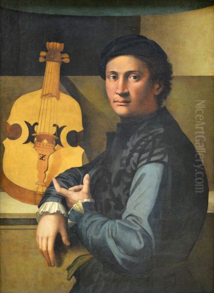 Portrait d'un joueur de viole Oil Painting by unknown