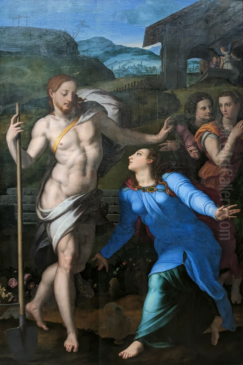 Le Christ en jardinier apparait aux trois Marie ou Noli me tangere Oil Painting by Bronzino