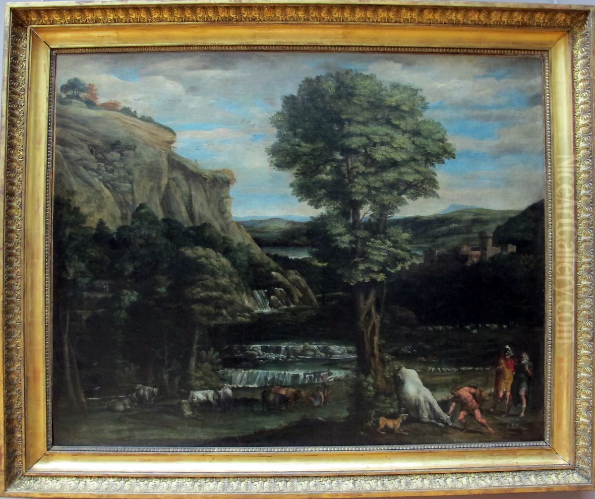 Landscape with Hercules and Achelous Oil Painting by Domenico Zampieri (Domenichino) Landscape with Hercules and Achelous Oil Painting by Domenico Zampieri (Domenichino)