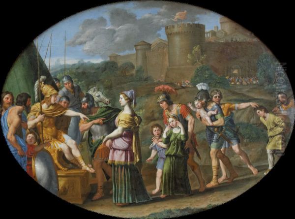 Timoclee captive amenee devant Alexandre Oil Painting by Domenichino