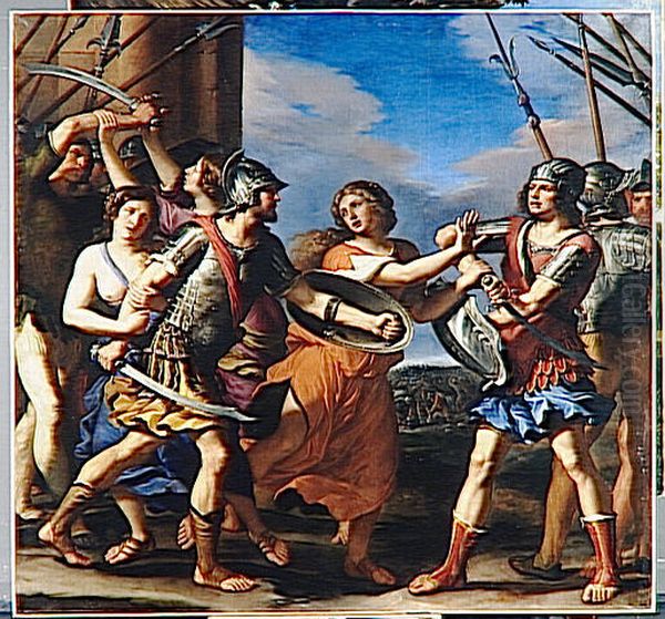 Ersilia separa Romolo e Tazio Oil Painting by Guercino
