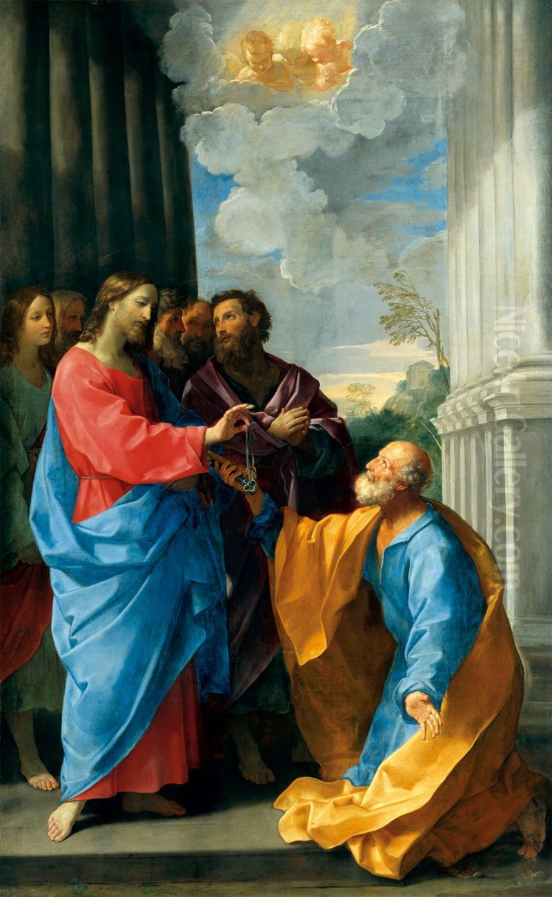 Christ Giving the Keys to St. Peter Oil Painting by Guido Reni