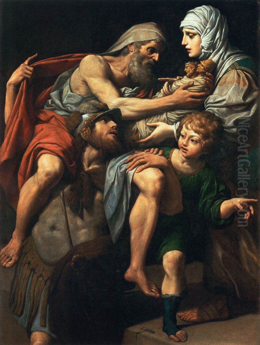 Aeneas   and  Anchises Oil Painting by Leonello Spada