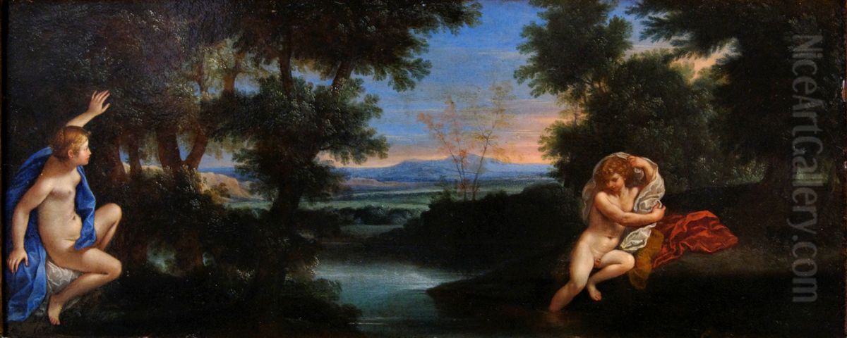 Salmacis and Hermaphroditus Oil Painting by Francesco Albani
