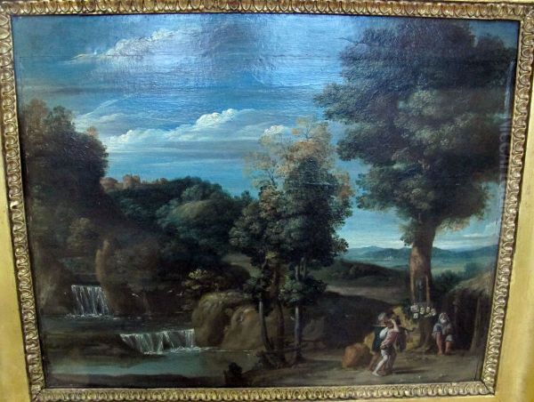 Landscape with a Hermit Oil Painting by Domenico Zampieri (Domenichino)