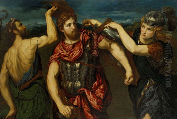 Perseo giovane armato da Mercurio ed Atena Oil Painting by Paris Bordone