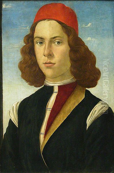 Portrait d'un jeune homme Oil Painting by Sandro Botticellior workshop