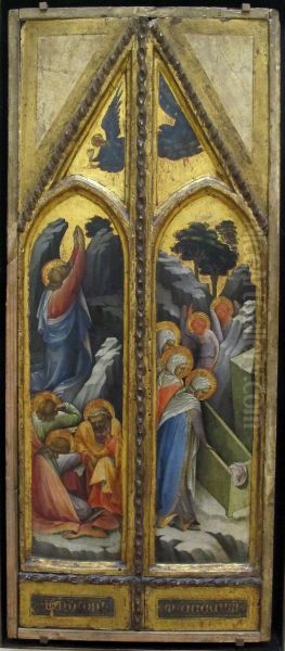 Christ in the Garden of Gethsemane; The Three Marys at the Tomb Oil Painting by Lorenzo Monaco