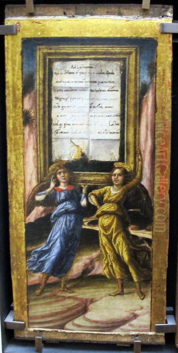 Two Angels Bearing a Scroll Oil Painting by Niccolo di Liberatore