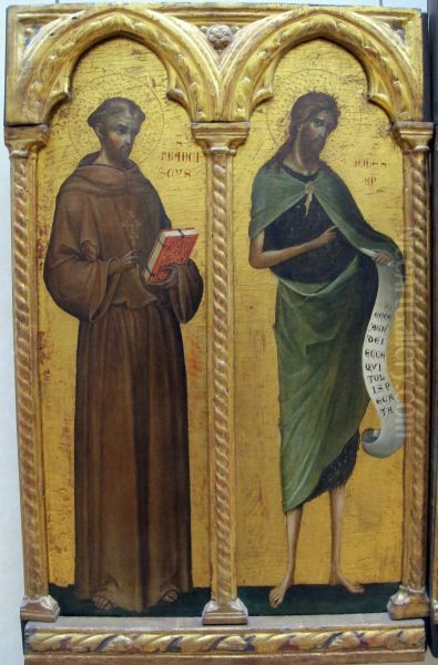 Francis of AssisiandSaint John the Baptist Oil Painting by Paolo Veneziano