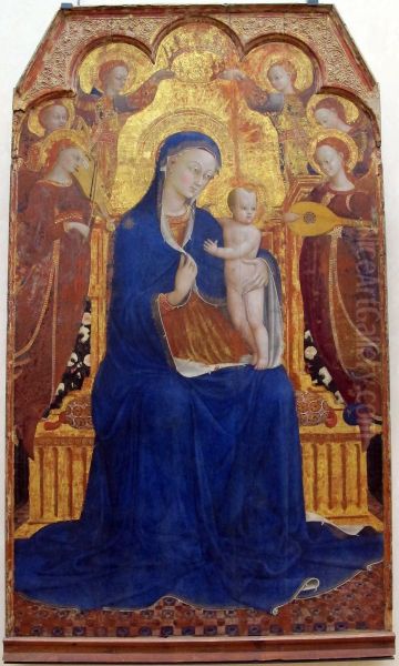 La Vierge et l'Enfant entoures de six anges Oil Painting by Stefano di Giovanni